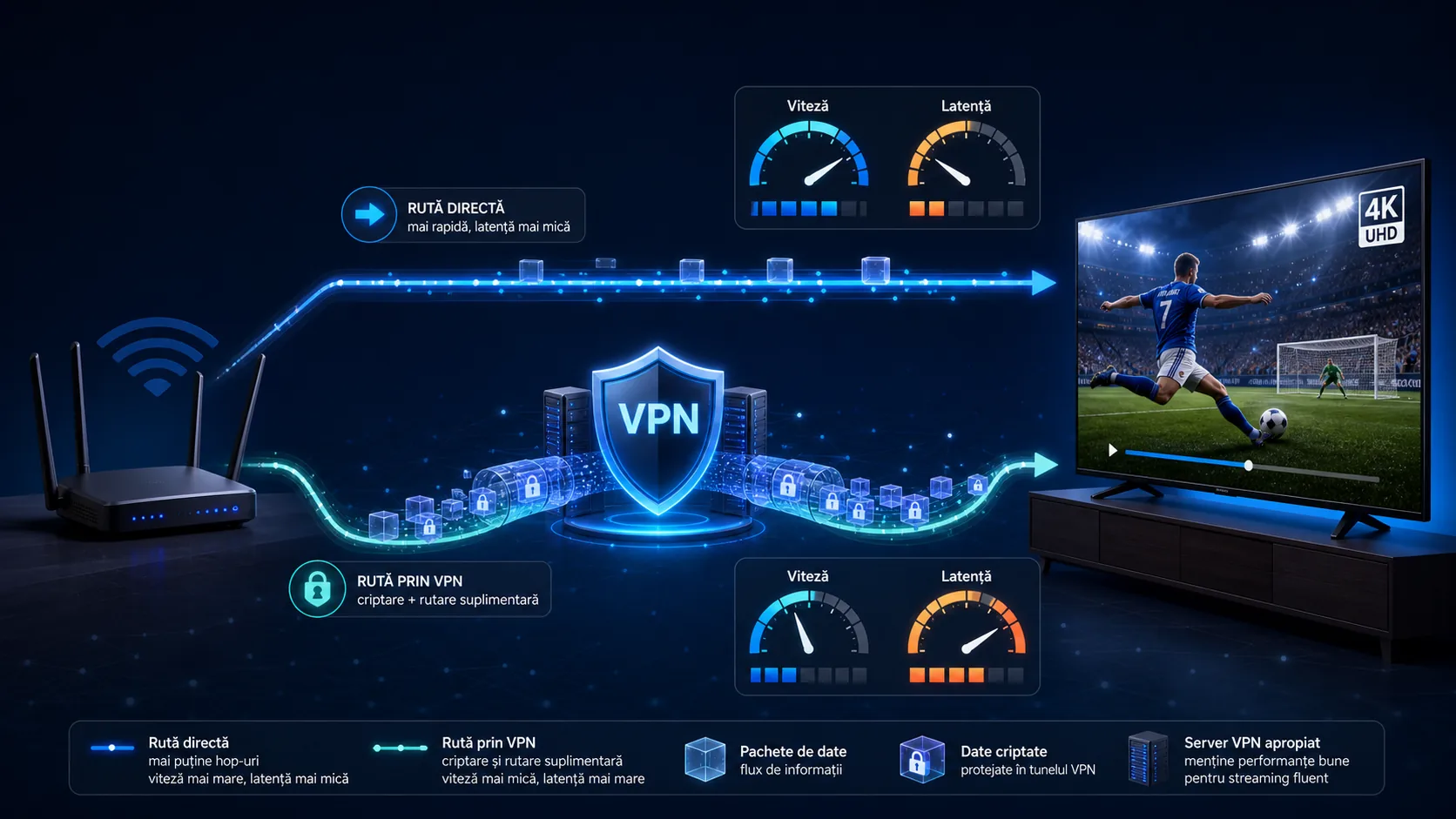 Cum influențează un VPN viteza și latența conexiunii IPTV